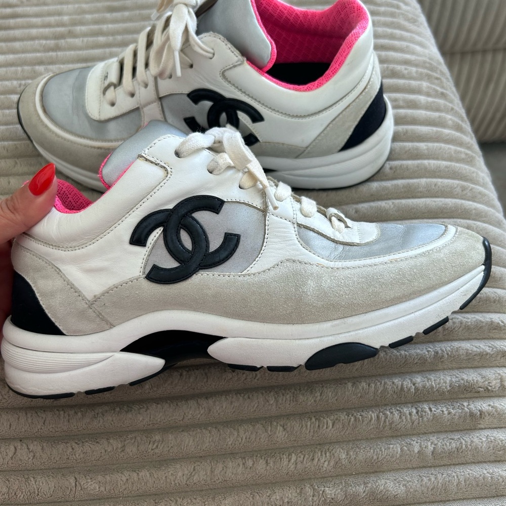 Authentic Chanel Sneakers size 71/2 - newly dry cleaned